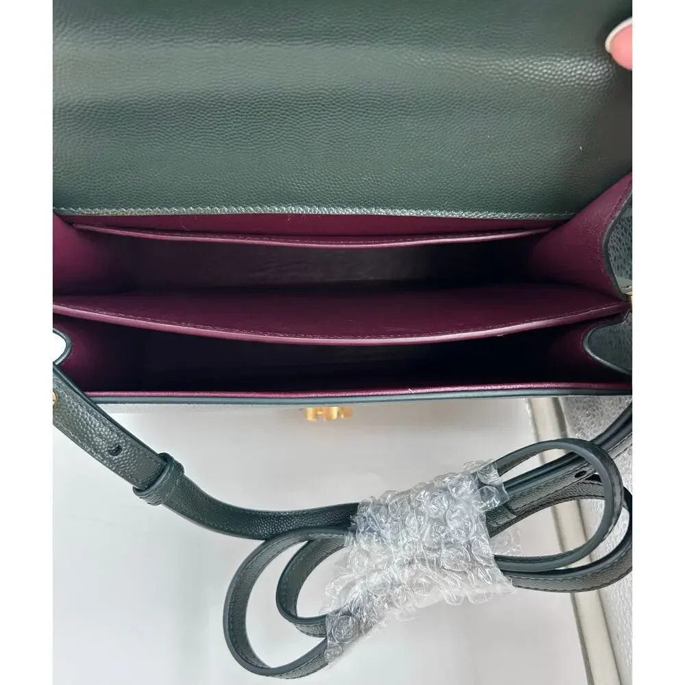 YSL Green Cassandra Leather Top Handle Crossbody Bag GHW Medium Authentic CoA - Picture 8 of 11